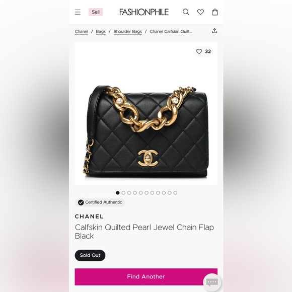 Chanel CC Quilted Lambskin Triple Pearl Chain Flap satchel medium size - Picture 9 of 12